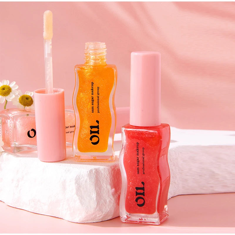 2PCS Fruit Lip Balm Oil Moistens Jelly Lip Gloss Honey Juice Lip Gloss Transparent Glass Lip Gloss Lip Protection Essence
