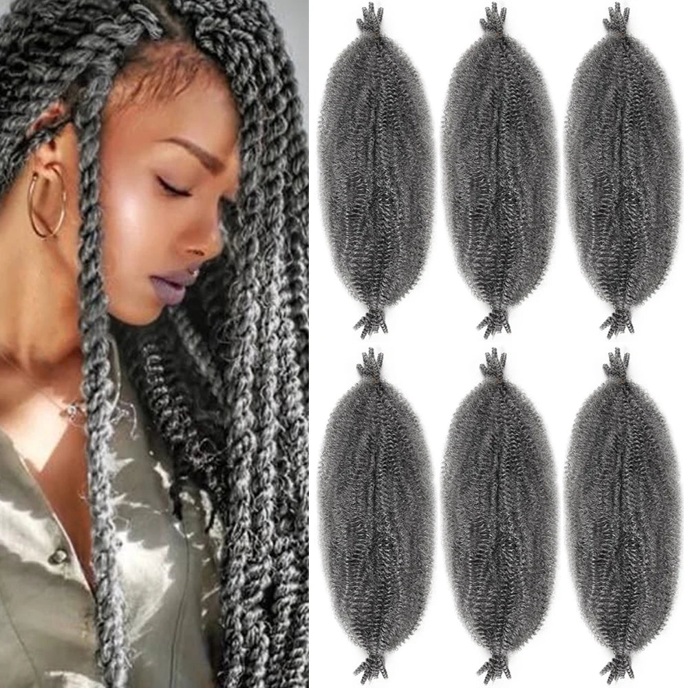 Springy Afro Twist Hair 24 Inch Synthetic Hair Extension,  Pre-Separated Marley twist Braiding Hair for Faux Locs Crochet Hair