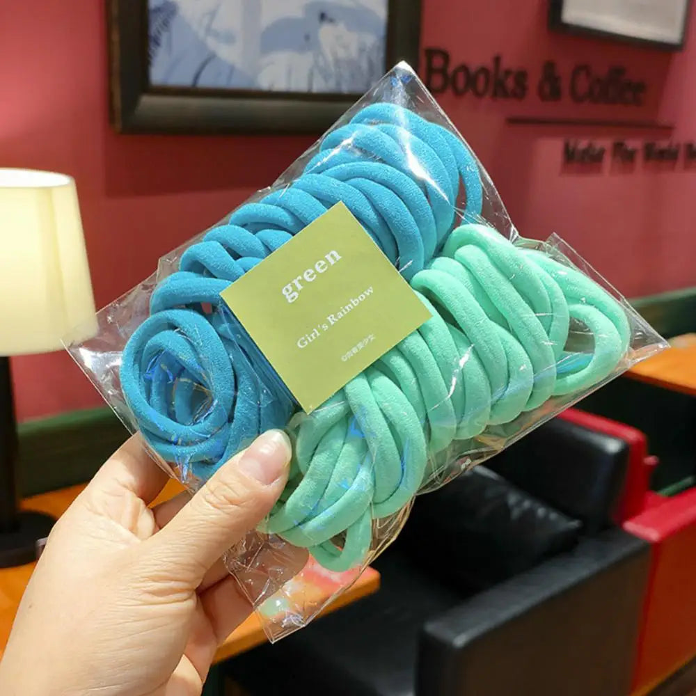 10Pcs Gradient Elastic Rubber Bands Baby Seamless Candy Colored Children Scrunchie Girls Braided Hair Rings Hair Accessories