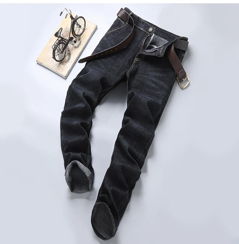 2024 NEW Men's Fashion Business Jeans Classic Style Casual Stretch Slim Jean Pants Male Brand Denim Trousers Black Blue Viralgem Store