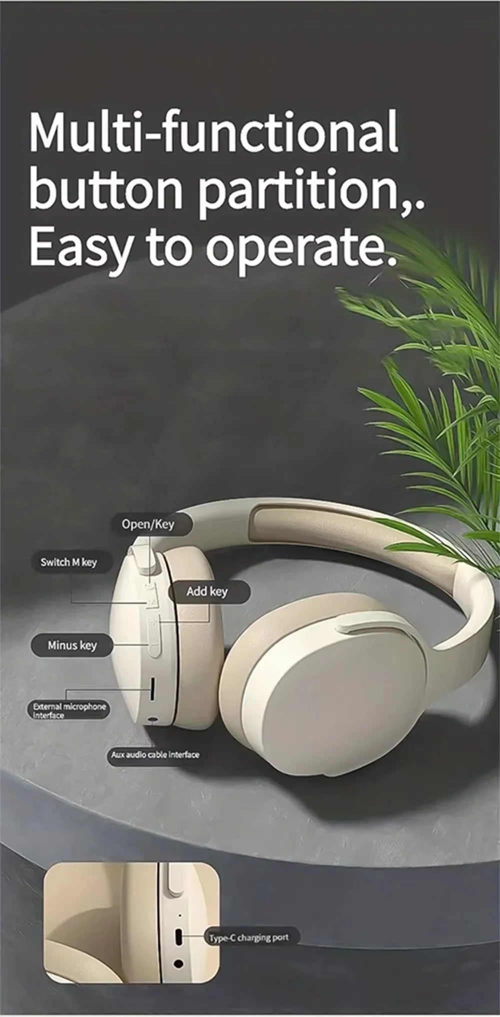 #P2961 Wireless Bluetooth 5.3 Headphones Over Ear Hifi Stereo Headset True Sports With Earphones TF/AUX Music Player with HD Mic Viralgem Store