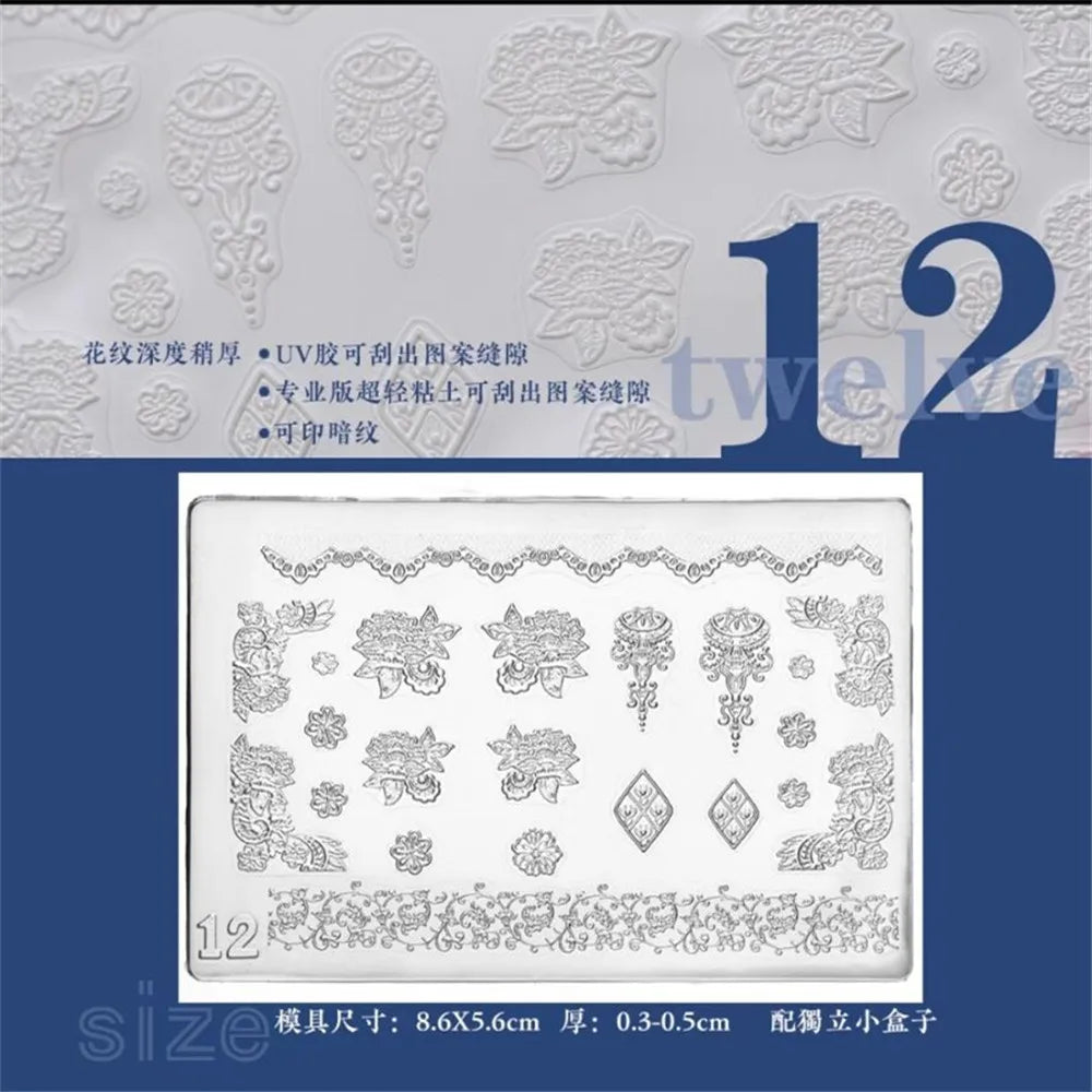 1pc Sweater Knitting Lace 3D Acrylic Mold Nail Art Decoration Nails DIY Design Silicone  Nail Art Template Nail  Mold