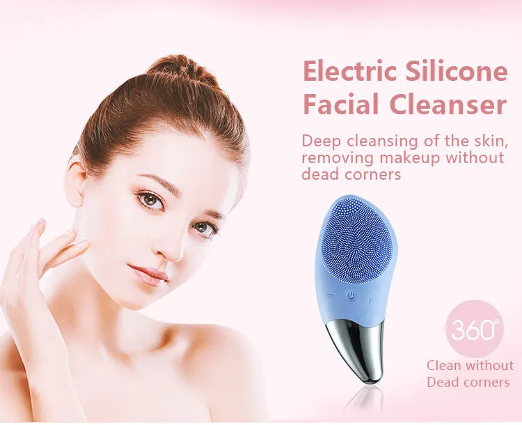 6-speed Electric Face Washer Silicone Facial Cleanser Mini Facial Cleanser Waterproof Rechargeable Ultrasonic Pore Cleaner