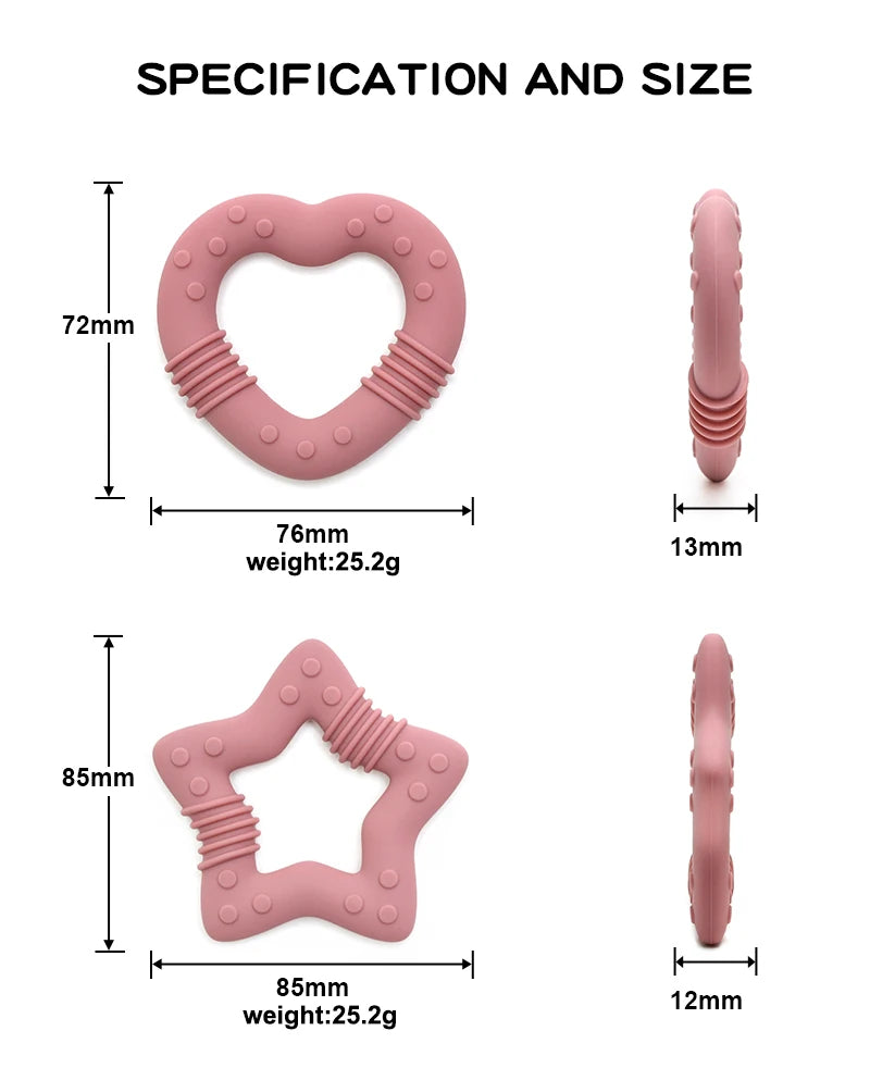 2024 new star silicone teether Food Grade heart baby Teething toy
