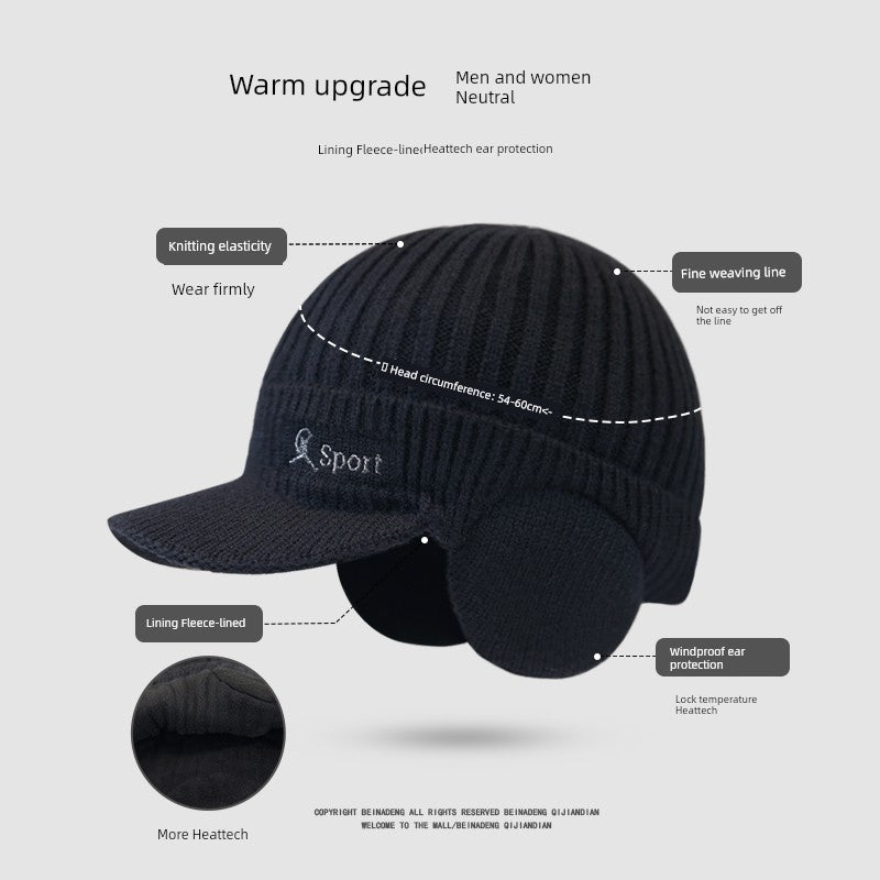 Winter Heattech Male Fleece-lined Thickened Cold Protection Cycling Hat