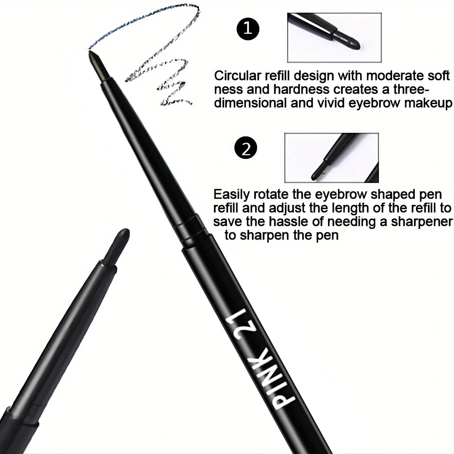 2pcs Waterproof & Sweat-Proof Black Eyeliner Pencils - Long-LastingSmudge-Proof for Bold Eye Makeup, Easy Glide Formula for Perf
