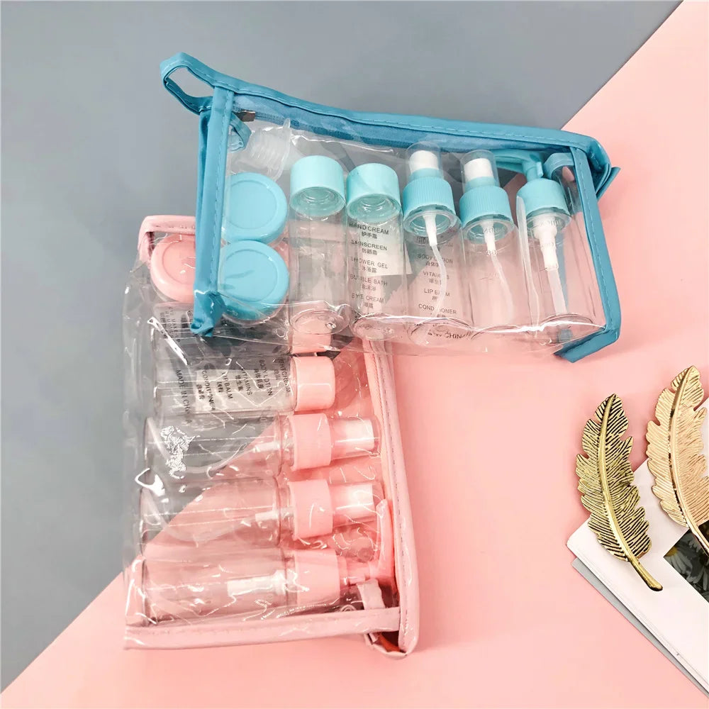 10 pc/Set Travel Mini Makeup Cosmetic Face Cream Bottles Plastic Transparent Empty Make Up Container Travel Accessories