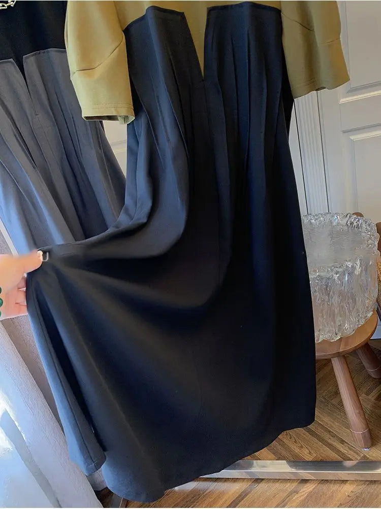 Women Plus Size L-5XL T Shirt Dress Short Sleeve O Neck Pleating Knee Dresses Female 2024 Summer Casual Fashion Clothing Robe