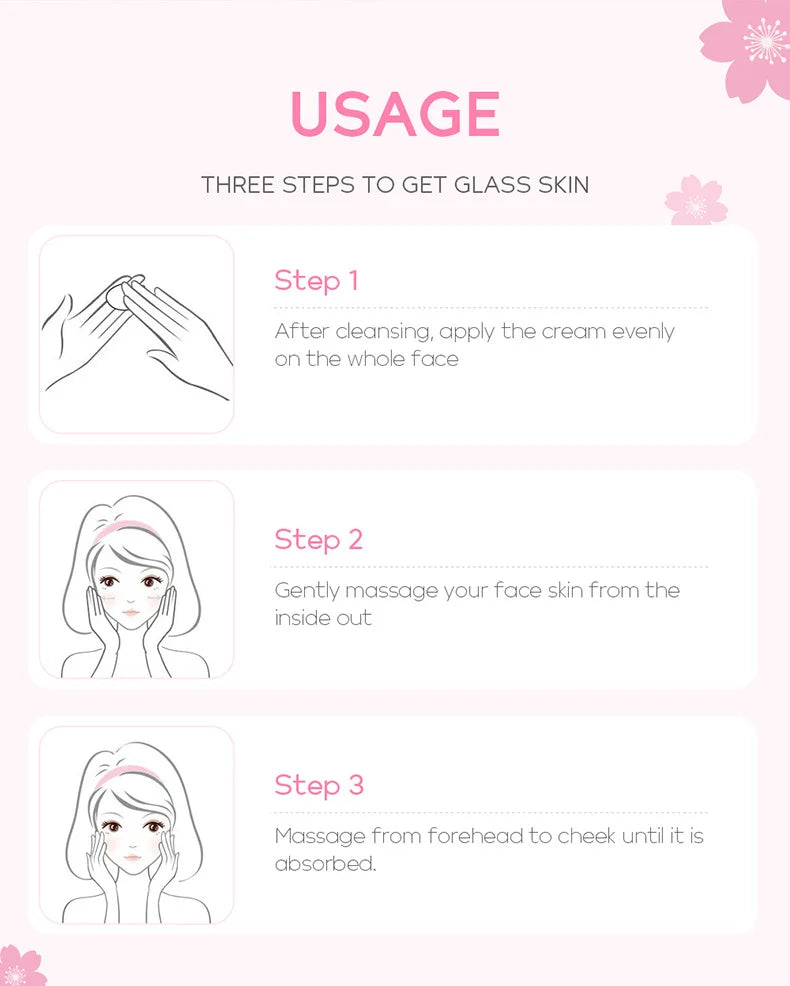 4pcs Skincare Sets Sakura Cleanser Face Cream Toner Eye Cream Deep Cleansing Moisturizer Oil Control Skin Care Kit Travel Outfit