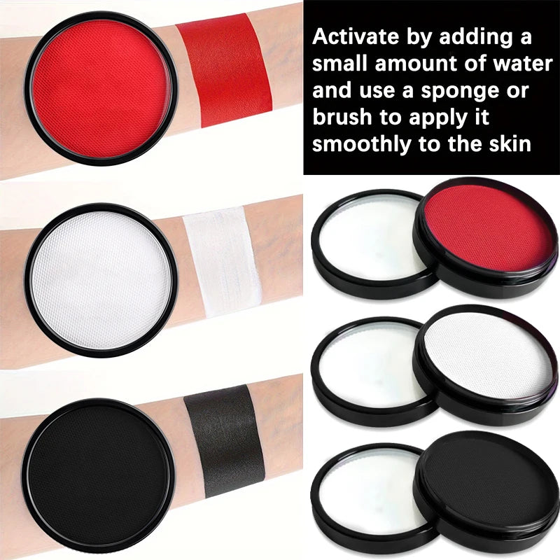 30G Water Solubility Monochromatic Body Paint Black And White Makeup Face Paint Halloween Party Waterproof Makeup Body Painting