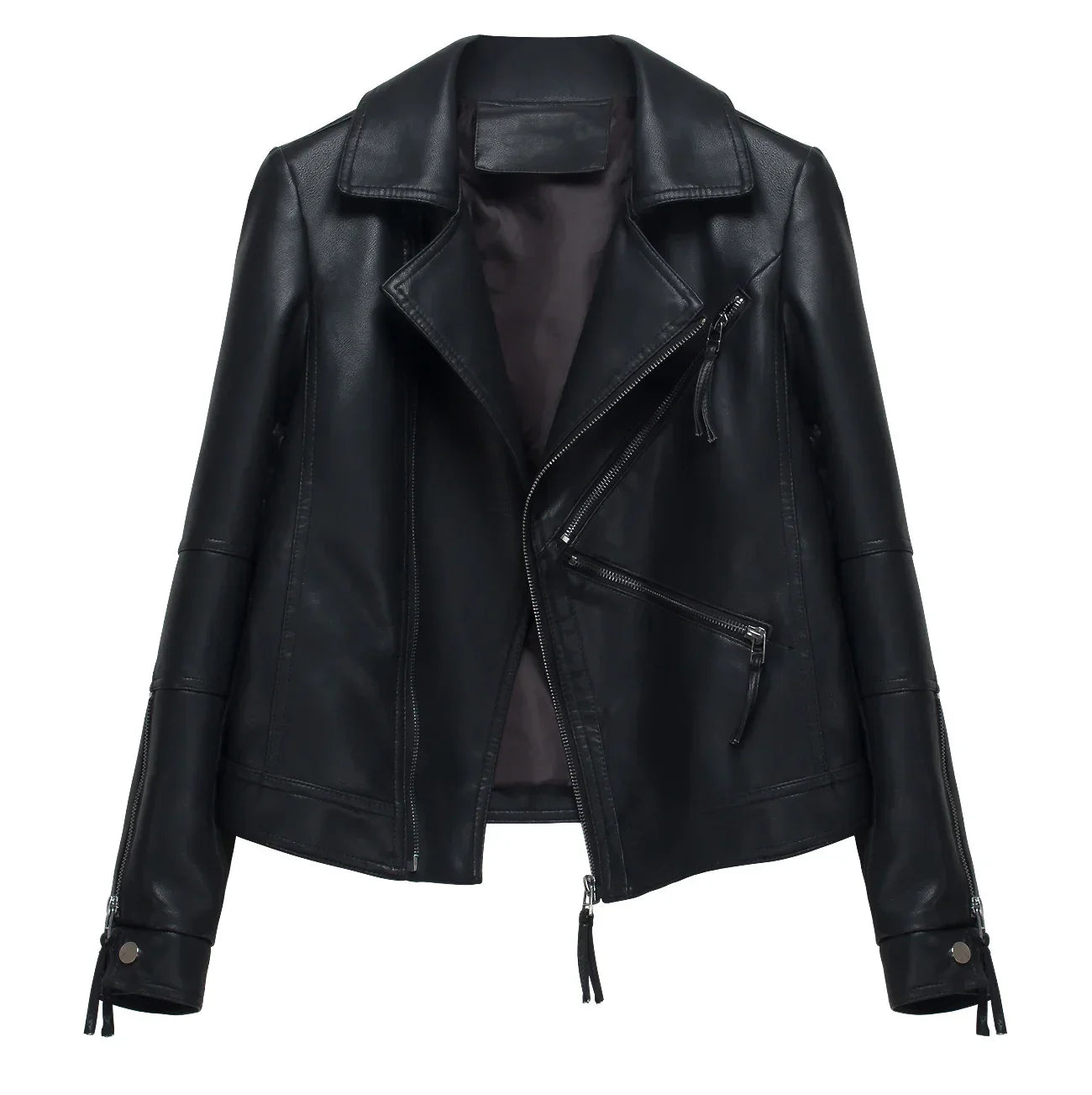 Spring Autumn Vintage Faux Leather Jacket Women Brown Moto Biker  Leather Coats Casual Street Wear Zipper PU Basic Outwear