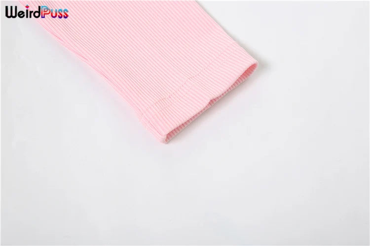 Weird Puss Fitness Button Low-Neck Casual Jumpsuit Women Autumn Fashion Ribbed Stretch Full Sleeve Basic Body-Shaping Overalls