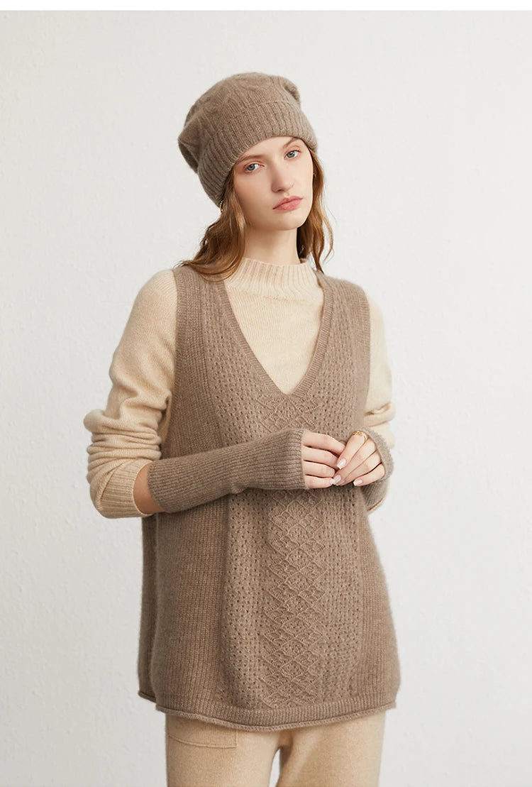 Winter Women 100% Cashmere Long Mitts 25cm Fine Knitted Fingerless Gloves Y2k Thermal Gloves Semi Finger Lengthen Arm Warmers Viralgem Store