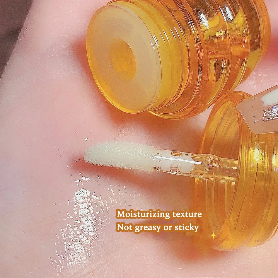 1PC Lip Oil Honey Peach Lip Care Moisturizing Unisex Lip Balm Fade Lip Lines Lip Masks Not Sticky Glossy Clear Lip Gloss Primer