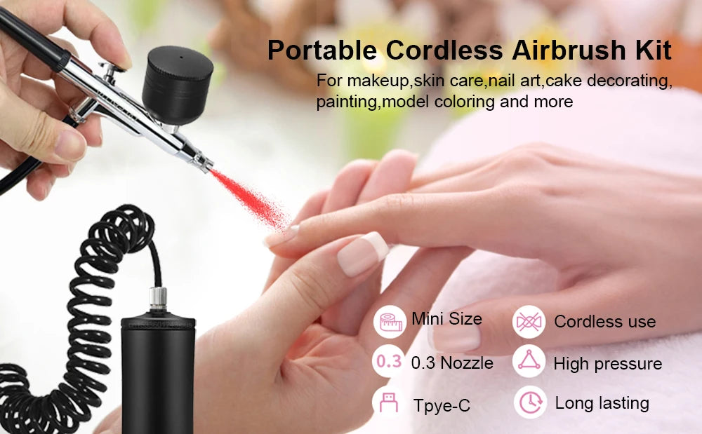 Airbrush Nail with Compressor Portable Air Brush with Compressor For Nails Art Cake Painting Craft Airbrush Nail Art Compressor