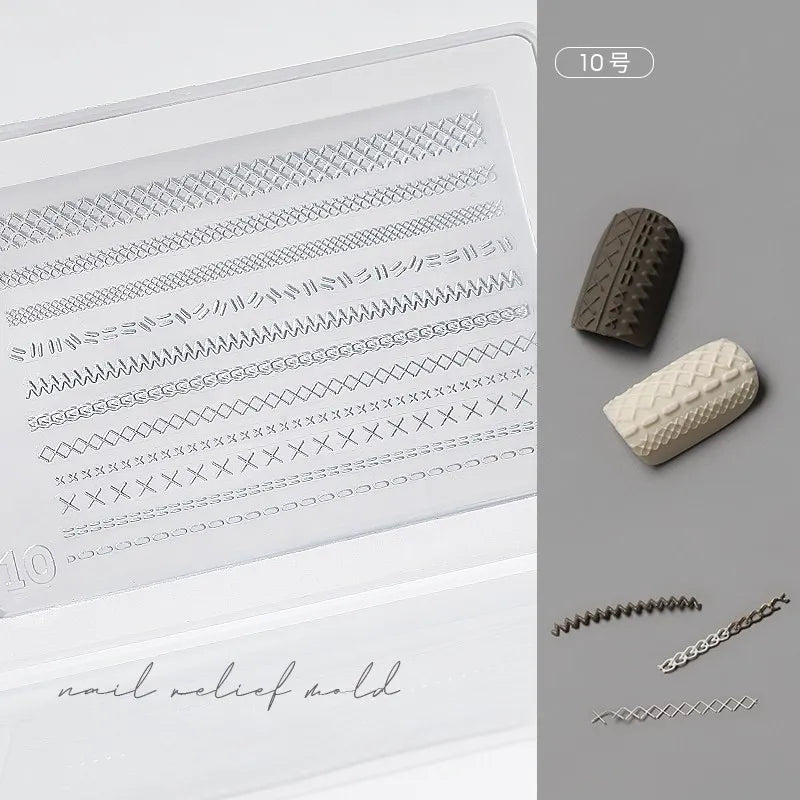 1pc Sweater Knitting Lace 3D Acrylic Mold Nail Art Decoration Nails DIY Design Silicone  Nail Art Template Nail  Mold