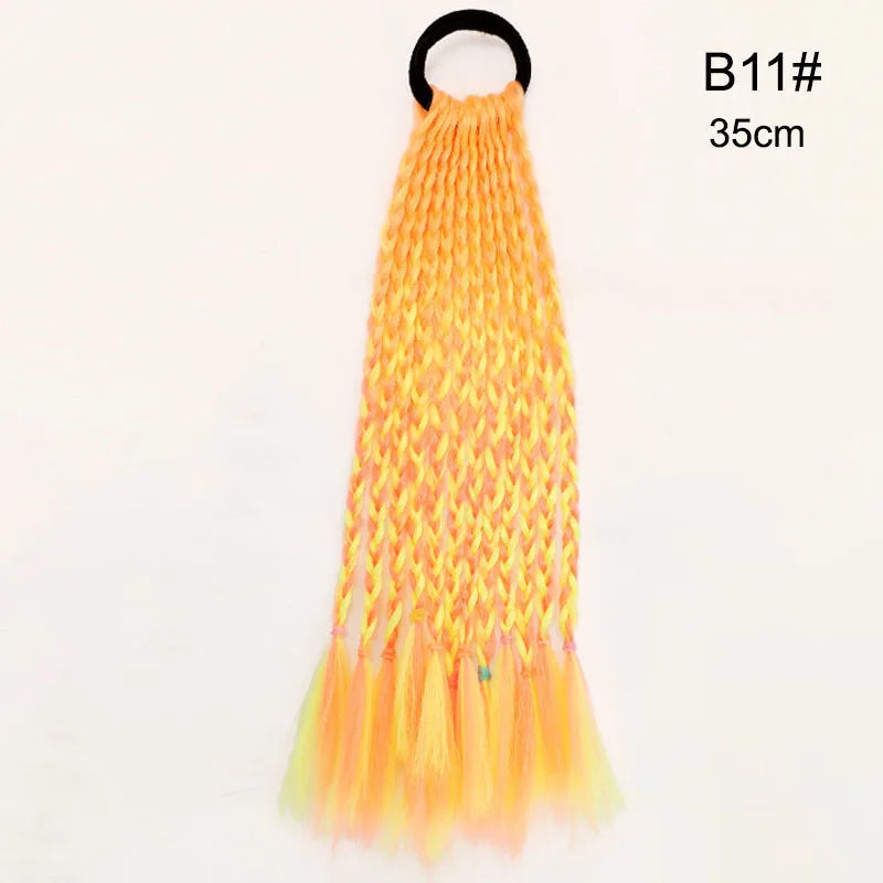 35cm Girl Thicker Wig Ponytail Hair Ropes Kids Twist Braid Rope Headdress Hair Braider Elastic Hair Band Rubber Hair Accessories Viralgem Store