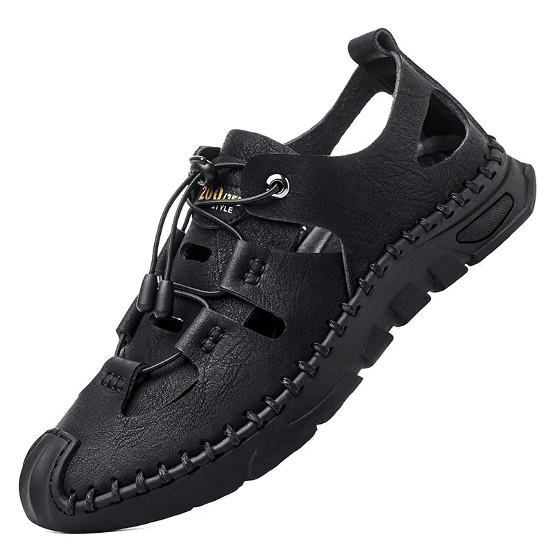 Summer High Quality Men's Fashion Trend Sandals Outdoor Breathable Massage Sole Anti slip Sandals Men's White Sandals Leather Viralgem Store