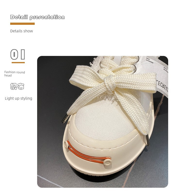 Tan Jianji Style Canvas Shoes Women's Summer 2023 New Arrival Thick Sole Beggar Shoes White Shoes Casual Sports Skate Shoes Fashion Shoes