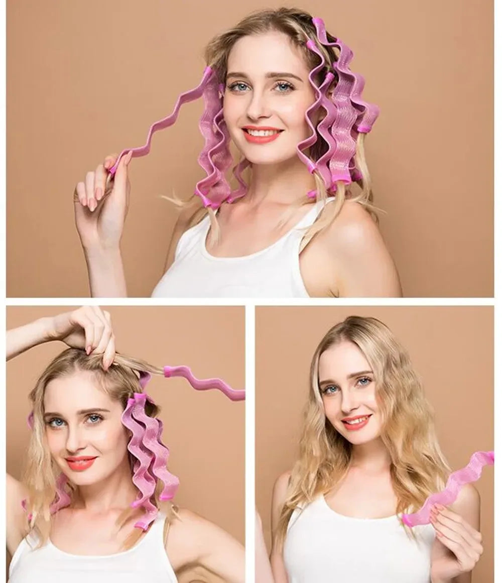 12pcs Heatless Hair Curler No Heat Hair Rollers Soft Curls Curling Rod Roller Sticks Perm Rods Wave Formers Hair Styling Tools