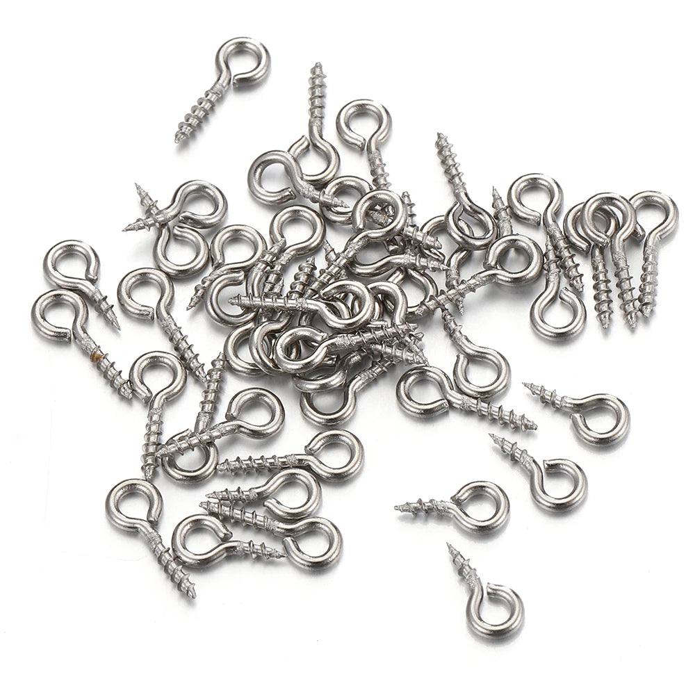 50pcs/100pcs Stainless Steel Small Tiny Eye Pins Eyepins Eyelets Screw Gold Color Clasps Hooks for DIY Jewelry Making Findings
