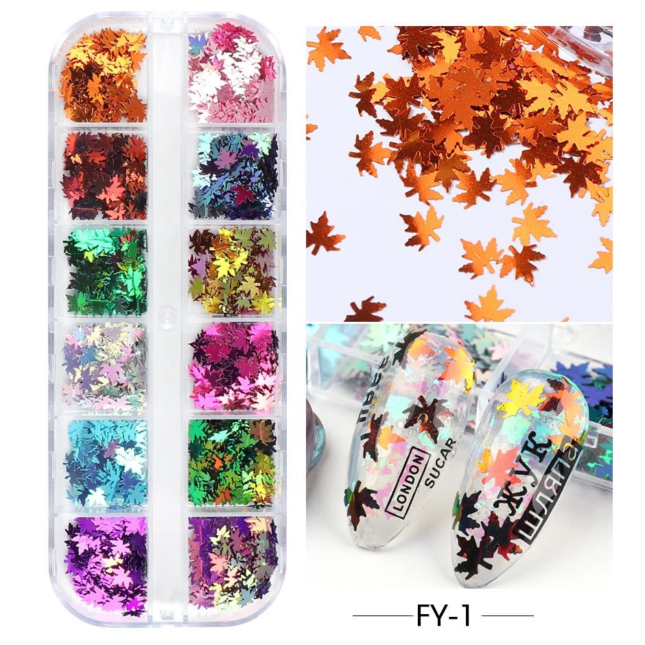 12 Grids Opal Dream Crystal Sequins Nail Flake Galaxy Iridescent Aurora 3D Paillette for Winter Autumn Manicure Decoration SWYFH Viralgem Store