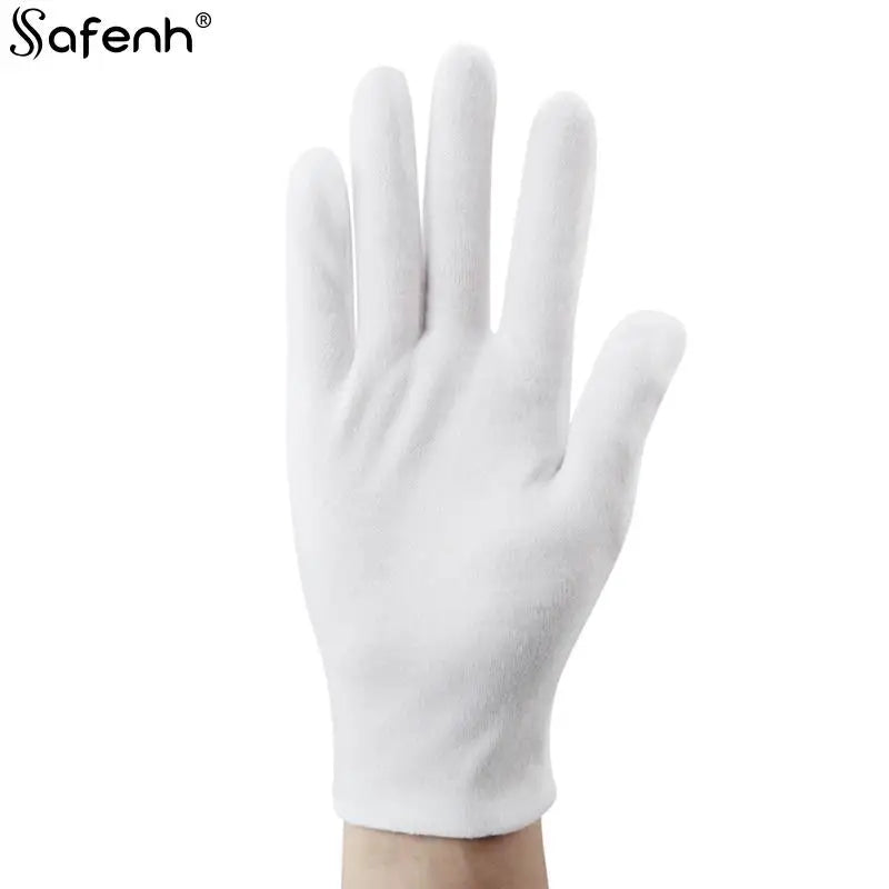 1 Pairs New Full Finger Men Women Etiquette White Cotton Gloves Waiters/Drivers/Jewelry/Workers Mittens Sweat Absorption Gloves