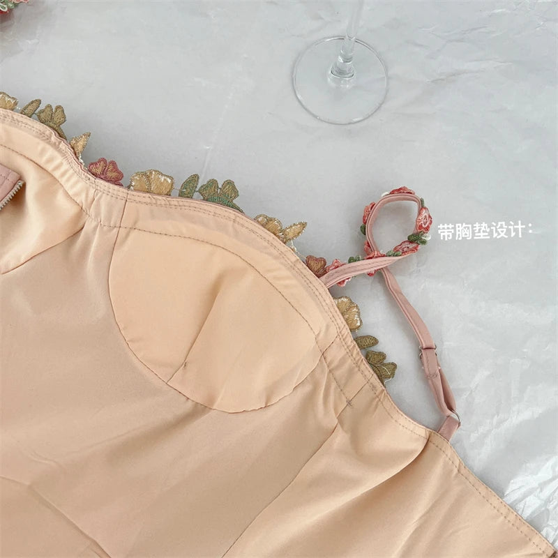 Women's Pink Skirt Sets Vintage Long Skirt Off Shoulder Lace Crop Top Y2k Korean Elegant 2000s New Matching Sets Clothes Summer