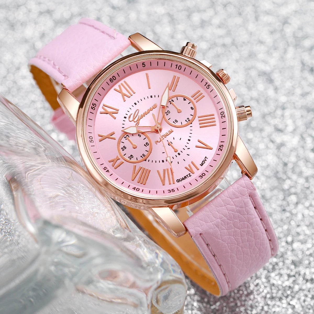 5/6PCS Fashion Women's Quartz Watch Leather Band Analog Wrist Watches Heart Rhinestone Jewelry Set(Without Box) Viralgem Store