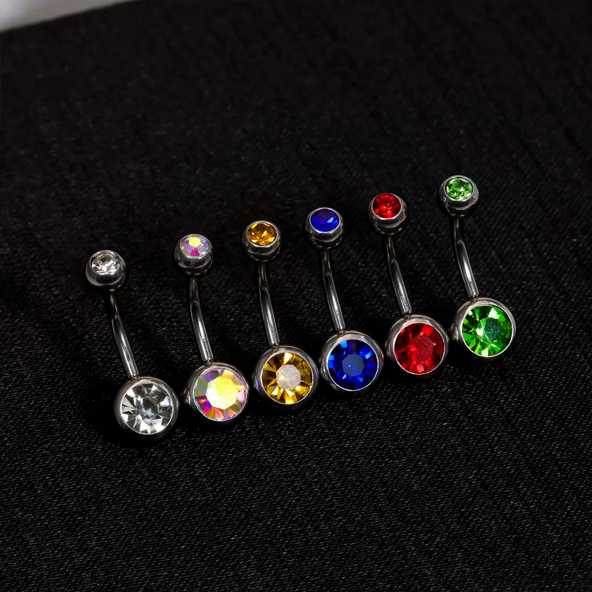 1PC G23 Titanium Crystal Gem Curved Barbell Rings Belly Button Navel Rings Piercings Nombril Ombligo Piercing Charming Jewelry