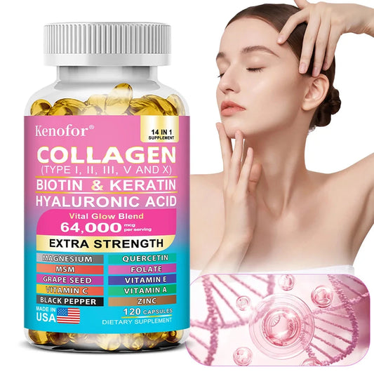 14 IN 1 Collagen Capsules - Biotin & Keratin Skin Care Product Booster Anti Aging Whitening Skin Nail and Hair Care Supplement Viralgem Store