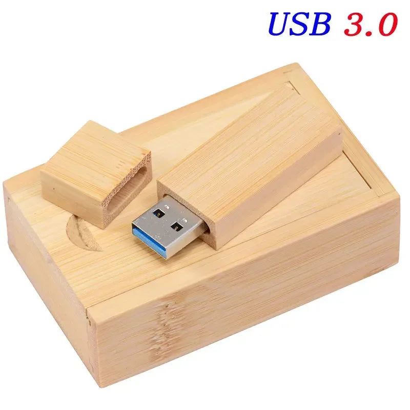 Wooden USB 3.0 Flash Drive 128GB High Speed Pen Drive 64GB Free Custom Logo Memory Stick Photography Wedding Gifts Pendrive 32GB