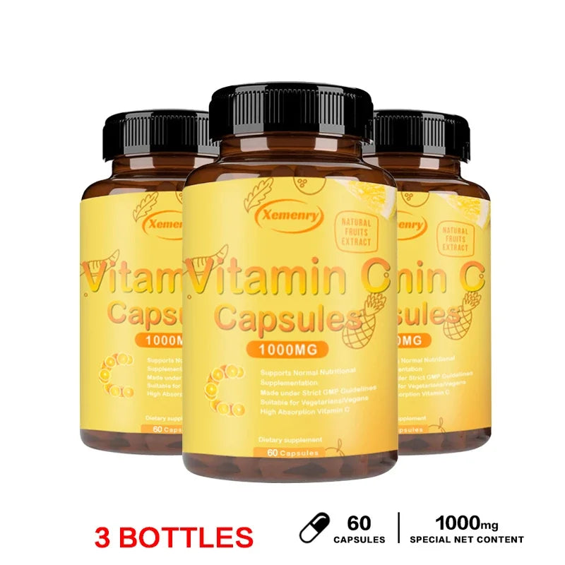 Vitamin C Capsules 1000mg - Immune System and Collagen Booster, Skin Health, AntioxidantSupplements