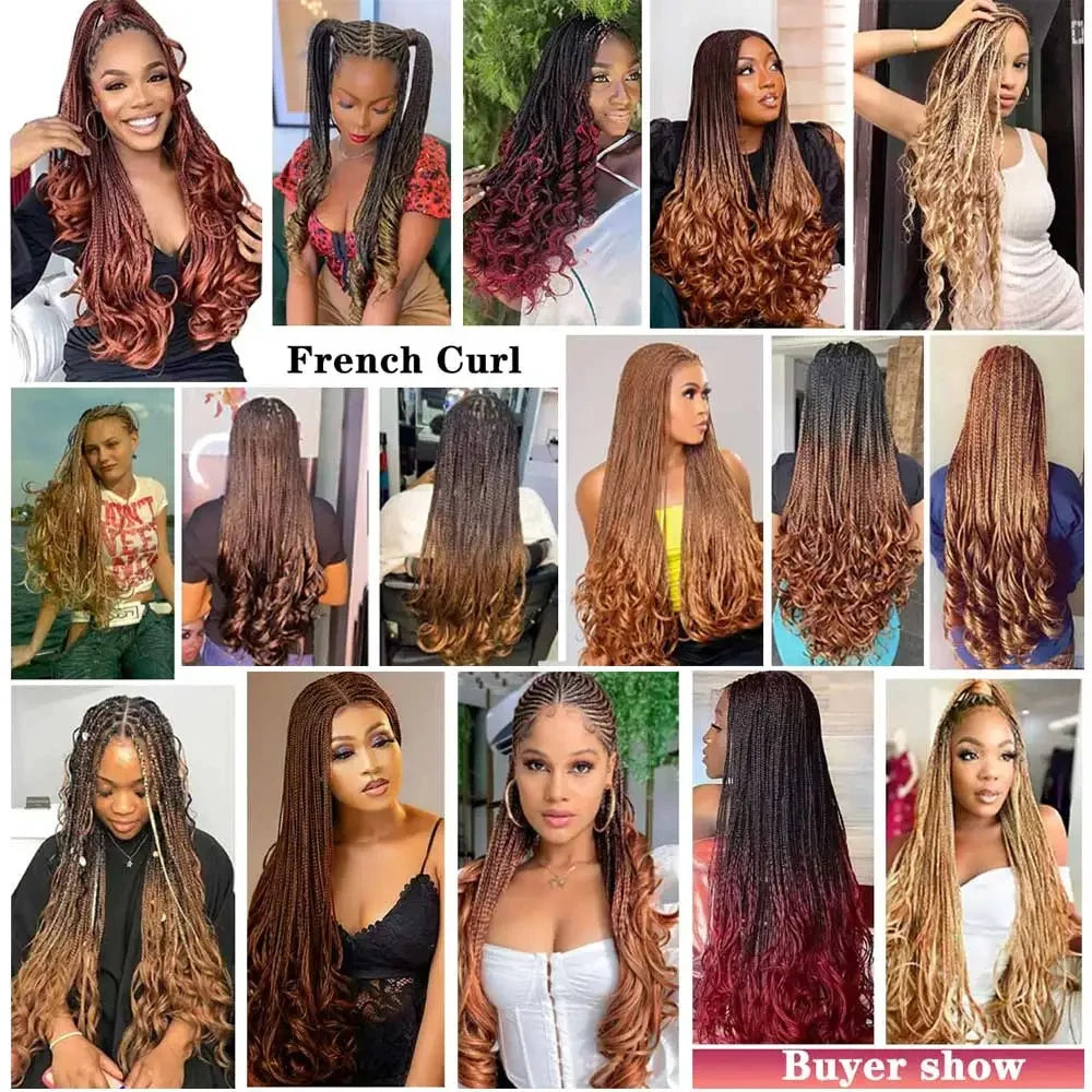 16-24 inches Synthetic French Curly Crochet Braiding Hair Loose Wave Ombre Hair for Women Spiral Pre Stretched Hair Extensions Viralgem Store
