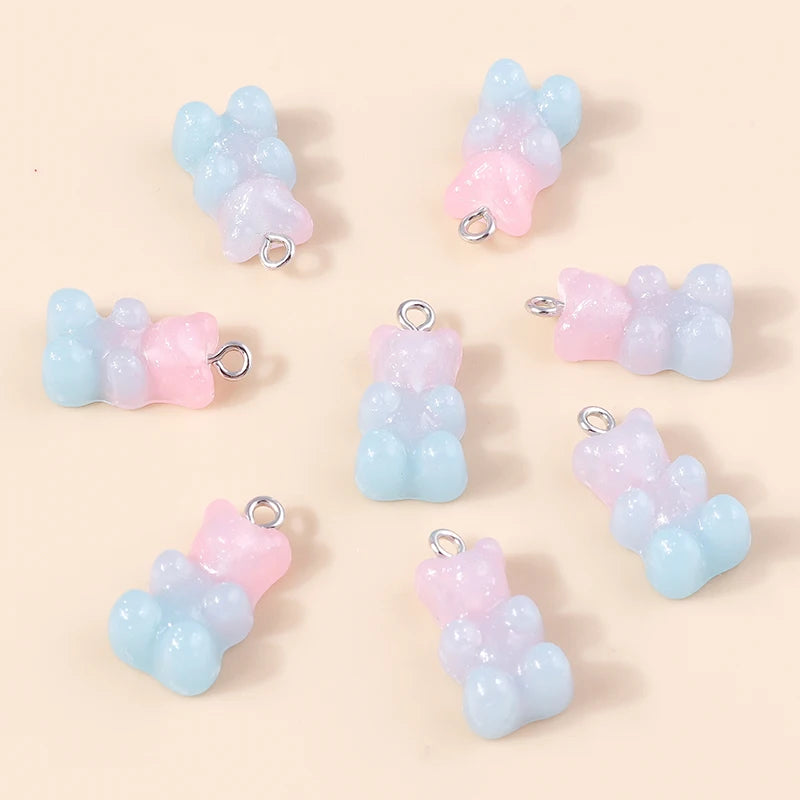 30colors 10pcs 22X11mm Candy Color Gummy Mini Bear Charms for Making Cute Earrings Pendant Necklace DIY Creative Jewelry Finding