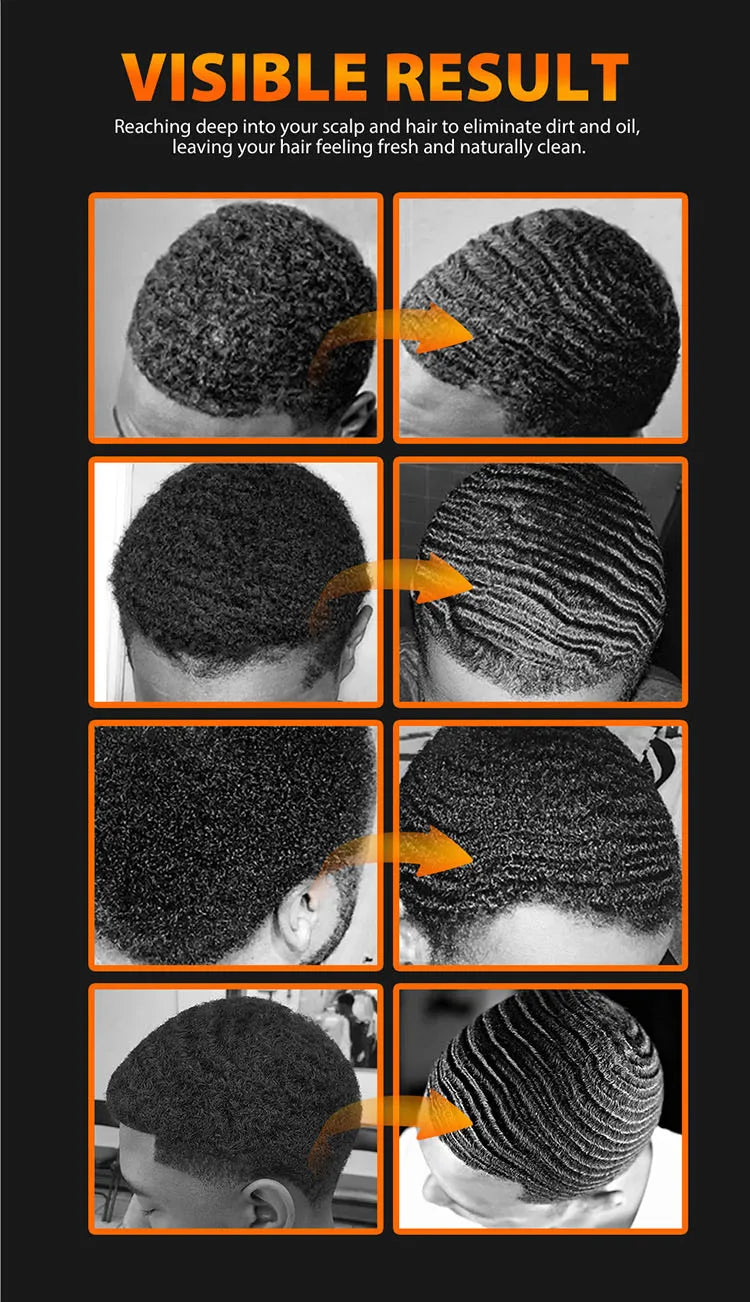 360 Wave Hair Wax Shampoo Kit Edge Control Gel Pomade Curly Hair Cream for African Men Grease Layered Style With Brush Tool Viralgem Store