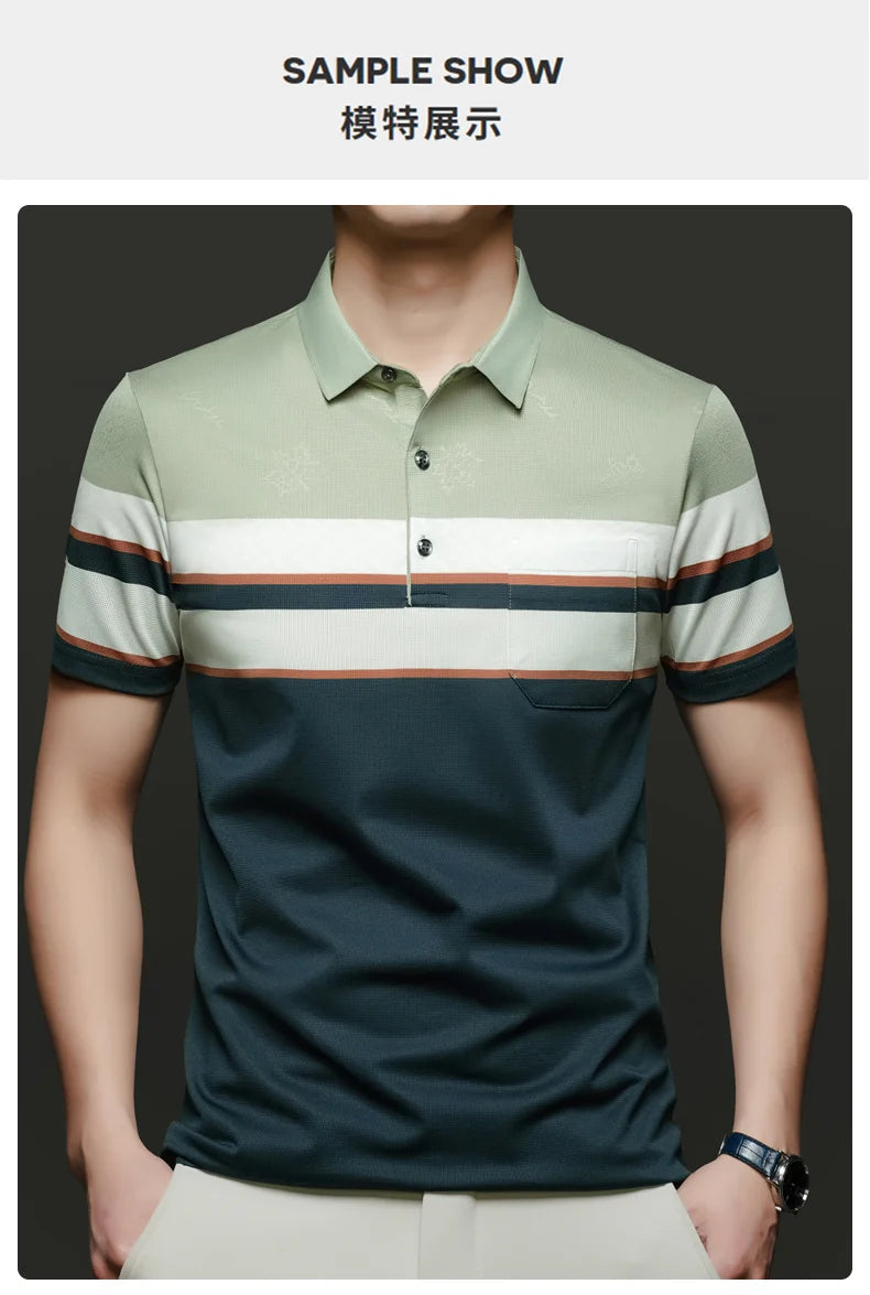 Top Grade Summer Brand Polo Shirts For Men Designer Summer Stripped Luxury Short Sleeve Slim Casual Tops Fashions Men Clothes Viralgem Store