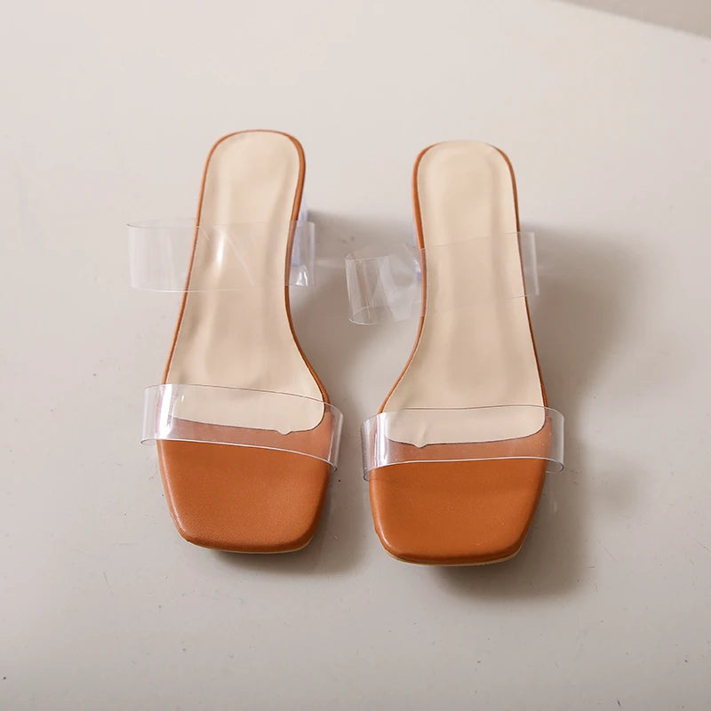 Summer Women Pumps Sandals PVC Jelly Slippers Open Toe High Heels Women Transparent Perspex Slippers Shoes Heel Clear Sandals