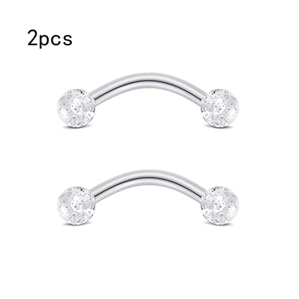 WKOUD 16G Cartilage Helix Earrings Hoop Tragus Snug Piercing Jewelry Stainless Steel Curved Barbell Eyebrow Rings Pink 6/8/10mm