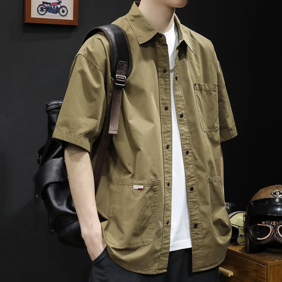 T-shirt Short-sleeved Shirt Men's Trendy Brand Trendy Shirt Summer Casual Work Clothes Loose Summer Trendy Freshlook Styles