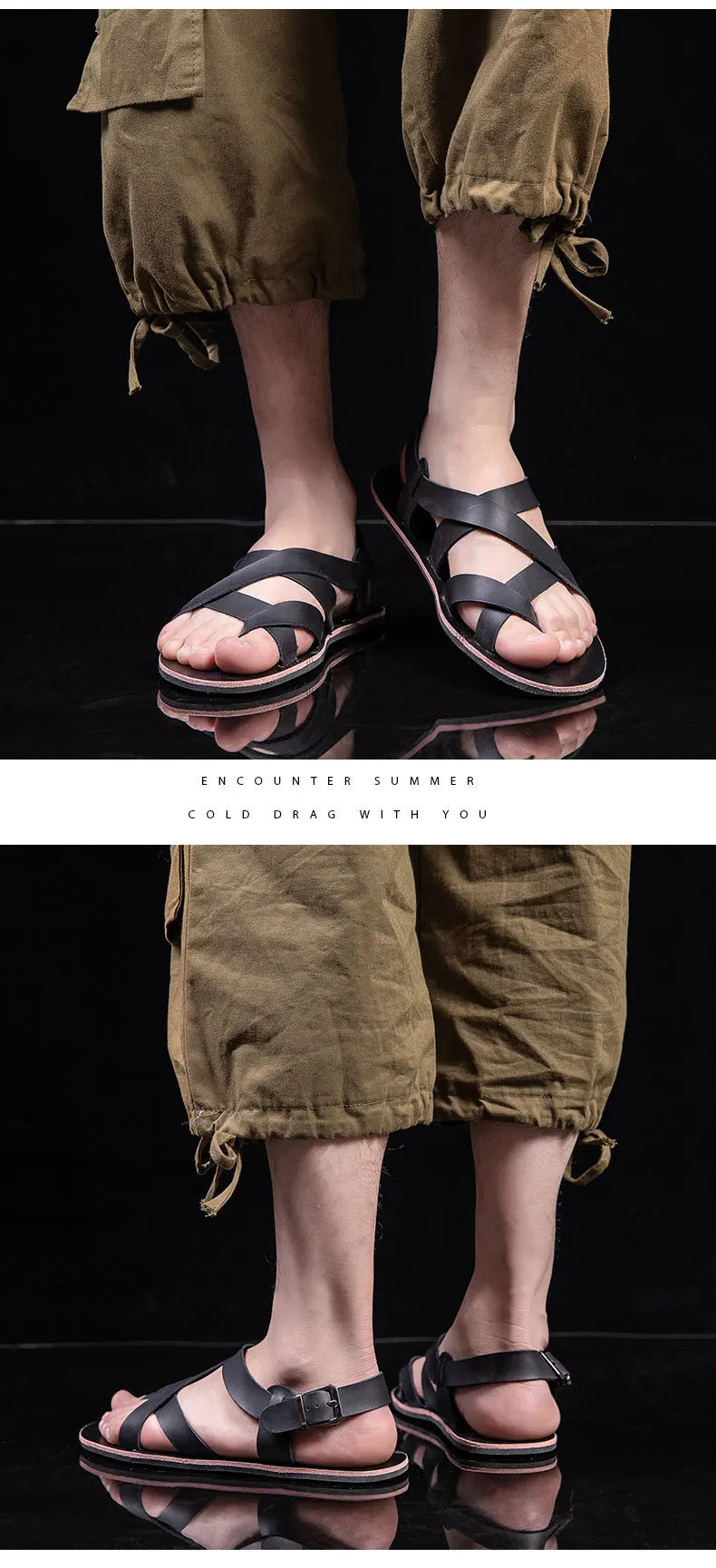 Summer Beach Sandals Men's European and American Wear-Resistant Fashion Outdoor Breathable Thick-soled Casual Shoes Indoor Rome