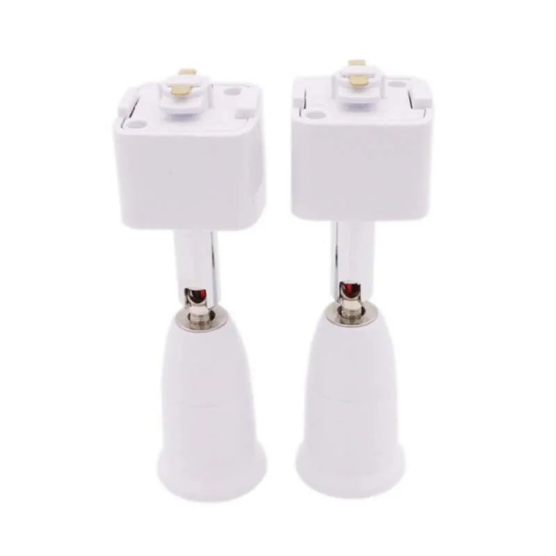 1pcs E27 Track Light Head 360 Rotation LED Light Spotlight Head Base 2 Wire Guide Rail to E27 Lmap Holder White Black Viralgem Store
