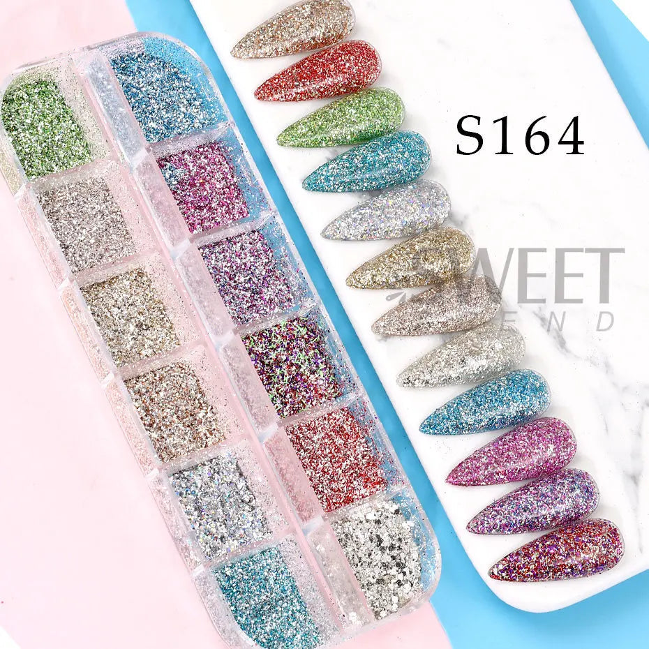 12 Grids Opal Dream Crystal Sequins Nail Flake Galaxy Iridescent Aurora 3D Paillette for Winter Autumn Manicure Decoration SWYFH Viralgem Store