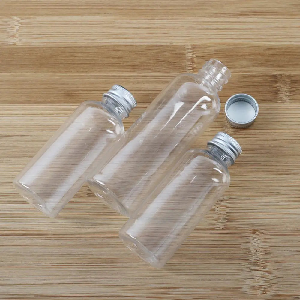 5/10/20/30ml Clear Plastic Bottle With Aluminium Screw Cap Small Jars Cosmetic Container Travel Kit Empty Refillable Bottles Jar Viralgem Store