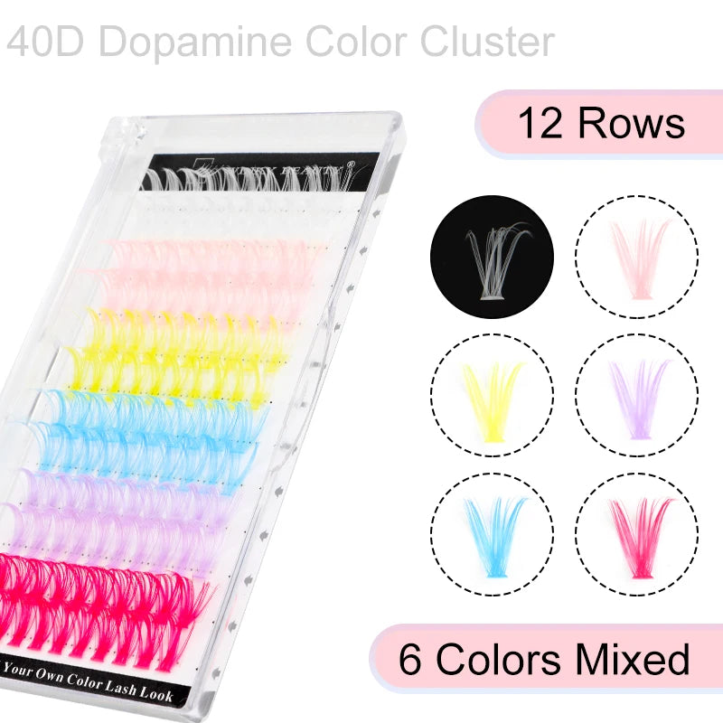 winky beauty Colorful 120pcs Cluster Lashes 40D Segmented Beam Natural D Curl Individual Mink Eyelashes Makeup Supplies at home