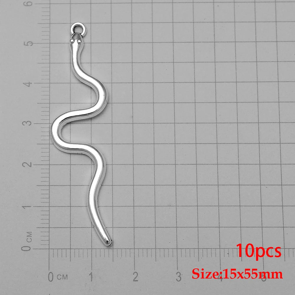 10/20pcs/lot Antique Silver Plated Snake Charms Animals Pendant For Diy Necklace Jewelry Making Findings Supplies Accessories Viralgem Store