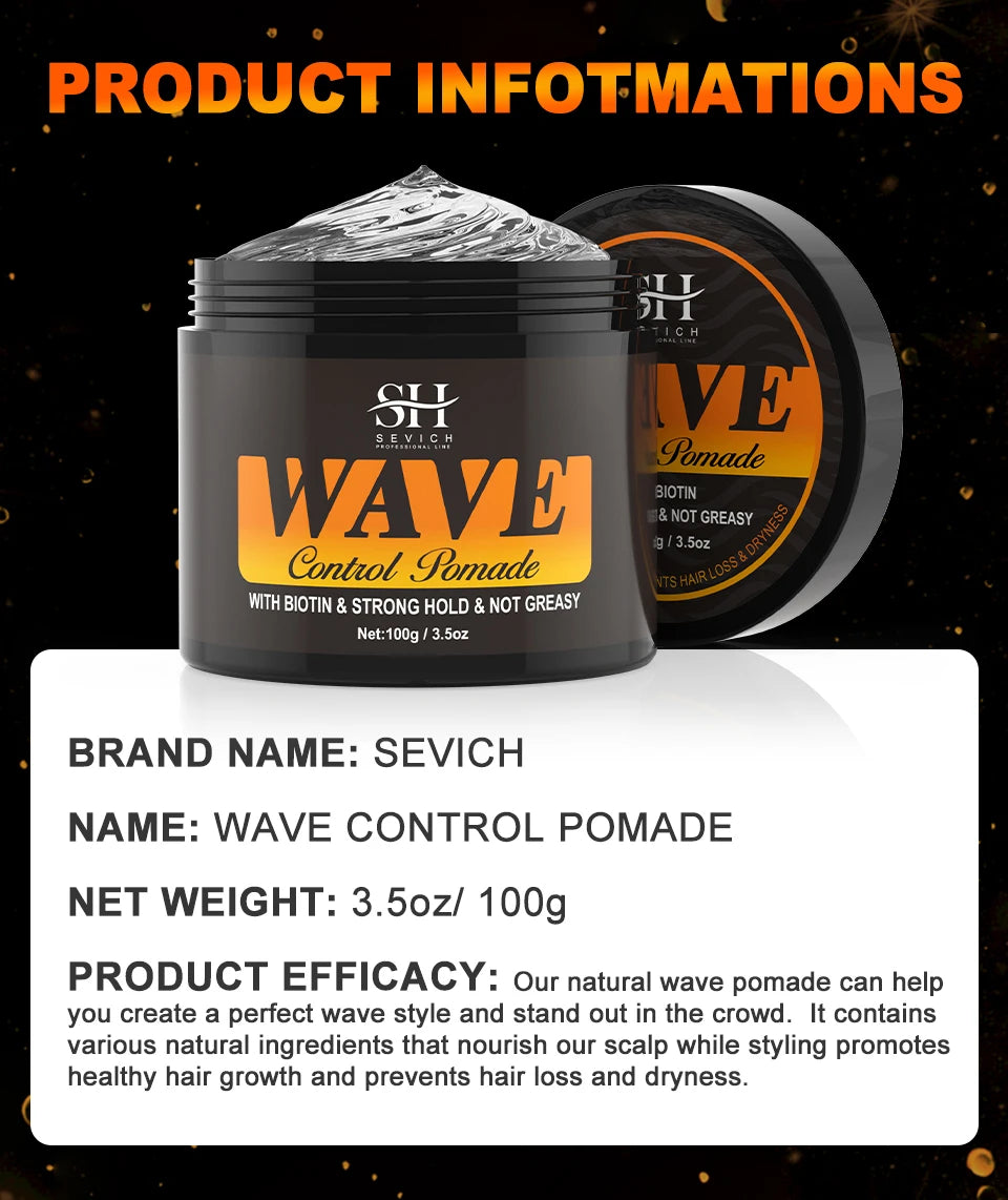 100g Waves Control Pomade Set 360 Wavy Hair Oil With Brush Natural Silky Shine Style Sport Waves Cream For African Black Men