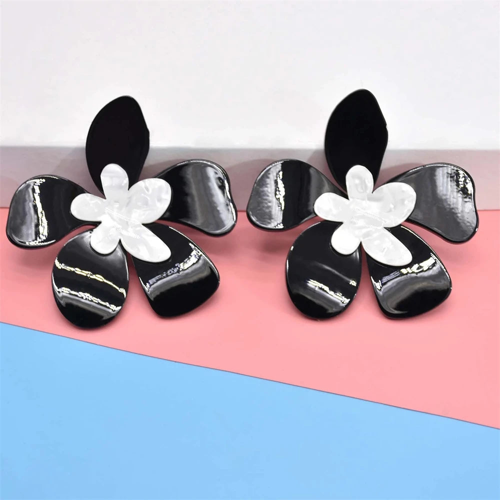 Acrylic Fashion Big Flower Pendant Earrings Double Layer Flowers Women's Earrings for Women 2023 New Party Jewelry Gifts