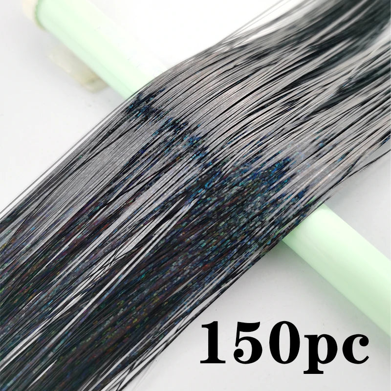 Synthetic Extensions Hair Dazzling Female Hippies With Tinsel Rainbow Silk For Braided Headwear Length 120 Cm 150 Strands/Pack Viralgem Store