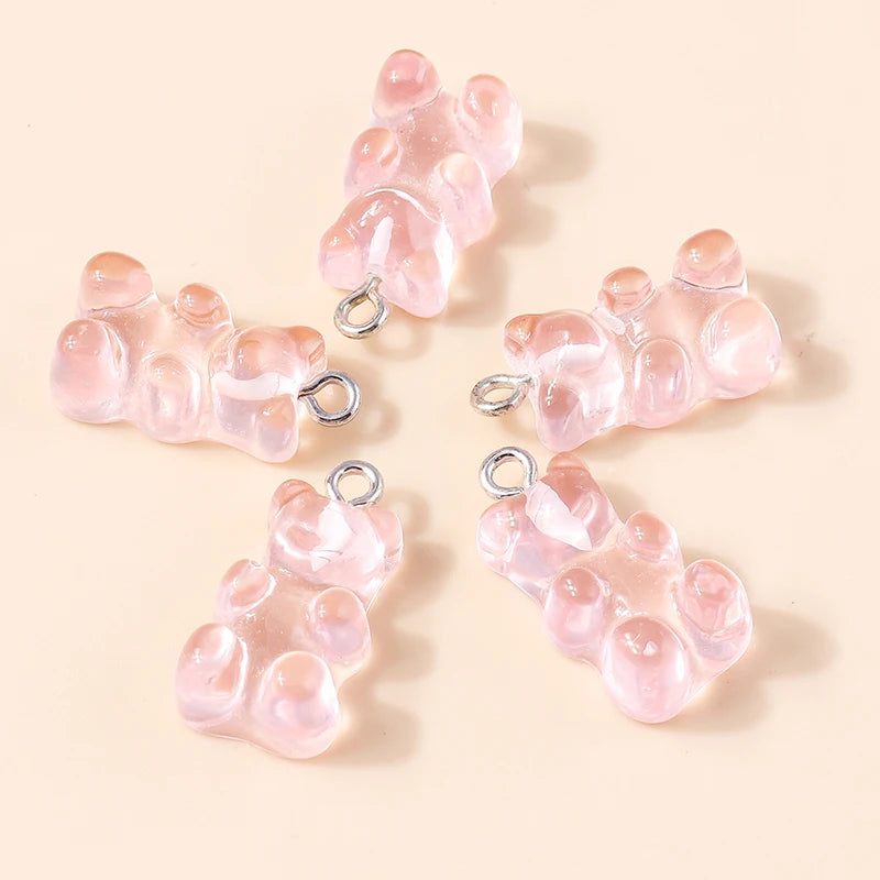 30colors 10pcs 22X11mm Candy Color Gummy Mini Bear Charms for Making Cute Earrings Pendant Necklace DIY Creative Jewelry Finding